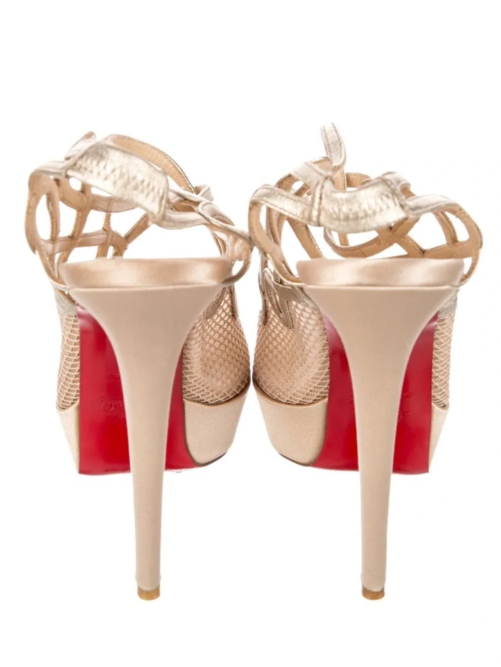 Christian Louboutin Gold Mesh Platform Slingback Heels